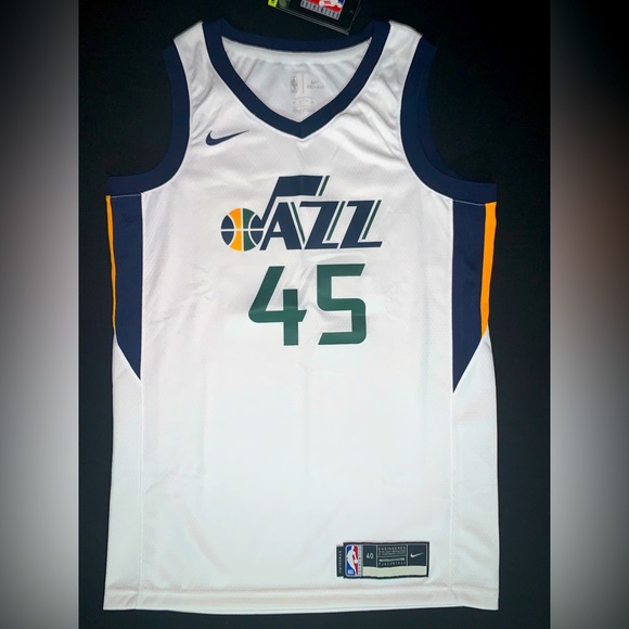 NWT Nike Donovan Mitchell Utah Jazz #45 White Association Swingman Jersey 40 S - Picture 3 of 6